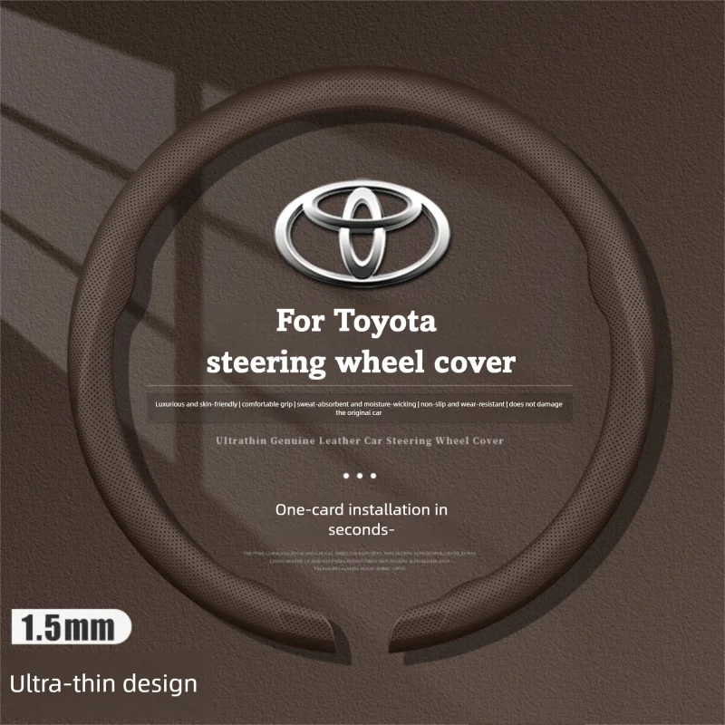 New Carbon Fiber Snap On Leather Steering Wheel Cover for Toyota RAV4 Corolla Hilux Yaris Cross Camry ETC. Breathable Car Access