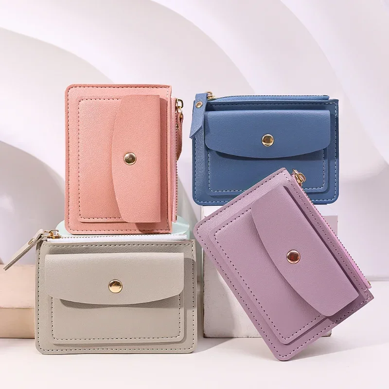 Women Simple Wallets Leather Female Purse Mini zipper Solid Multi-Cards Holder Coin Short Wallets Slim Small Wallet Zipper Hasp