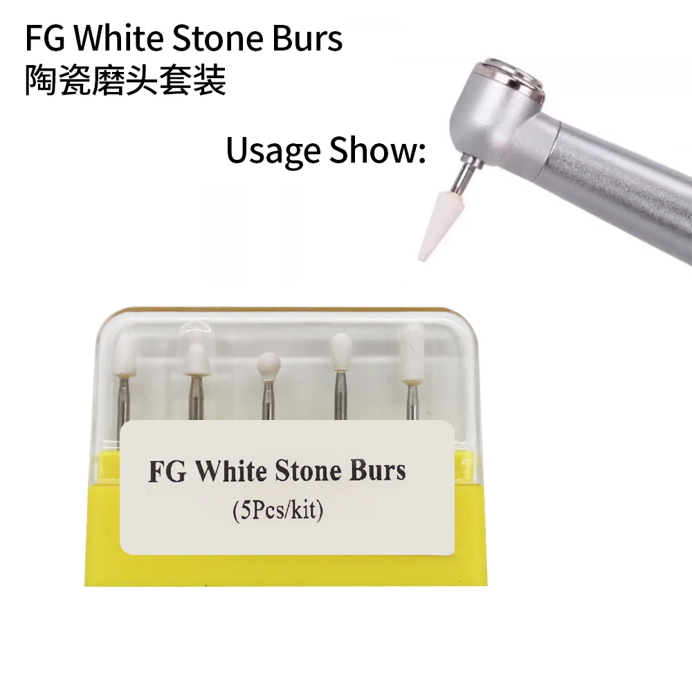 

DENHRRS Store Dental Polishing Burs White Stones Burs FG Bur Fit For High Speed Handpiece