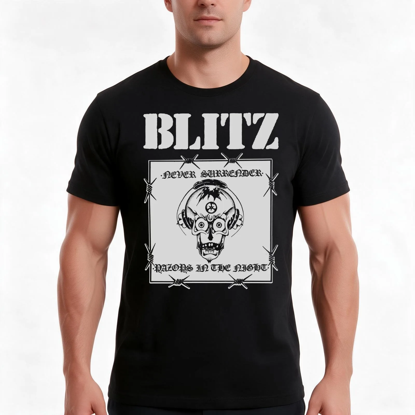 Blitz - Razors in the Night - Never Surrender - Punk UK Skinhead Men T Shirt man t shirts for men