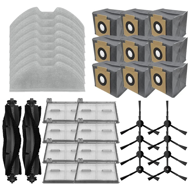 ABVI-Voor Eufy X8 Pro/X8 Pro SES Robot Stofzuiger Onderdelen Hoofdborstel Zijborstel Filter Mop Doek stofzak
