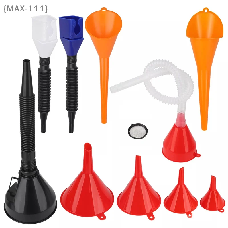 

【Ja】10 Pcs Automotive Funnel Set - Plastic Long Neck & Right Angle Funnels for Oil, Fuel & Fluids