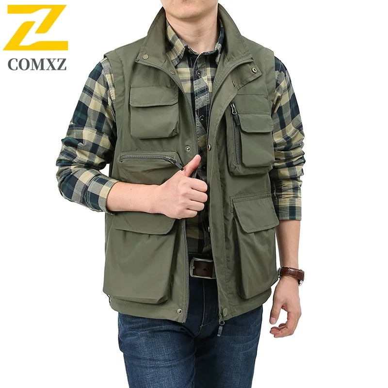 

Men Premium Outdoor Utility Vest Ultra-Lightweight Breathable Multi-Pocket Tactical Sleeveless Jacket for Fishing Hiking Travel