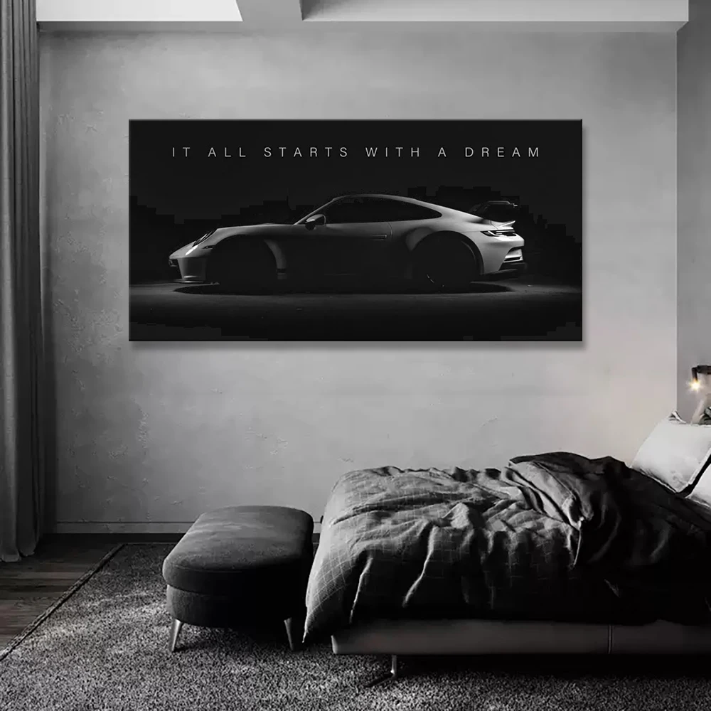 Famous Brand Car Poster Canvas Wall Art Print Mural Achiever Inspirational Decor for Modern Home Living Room Decor Gift Unframed
