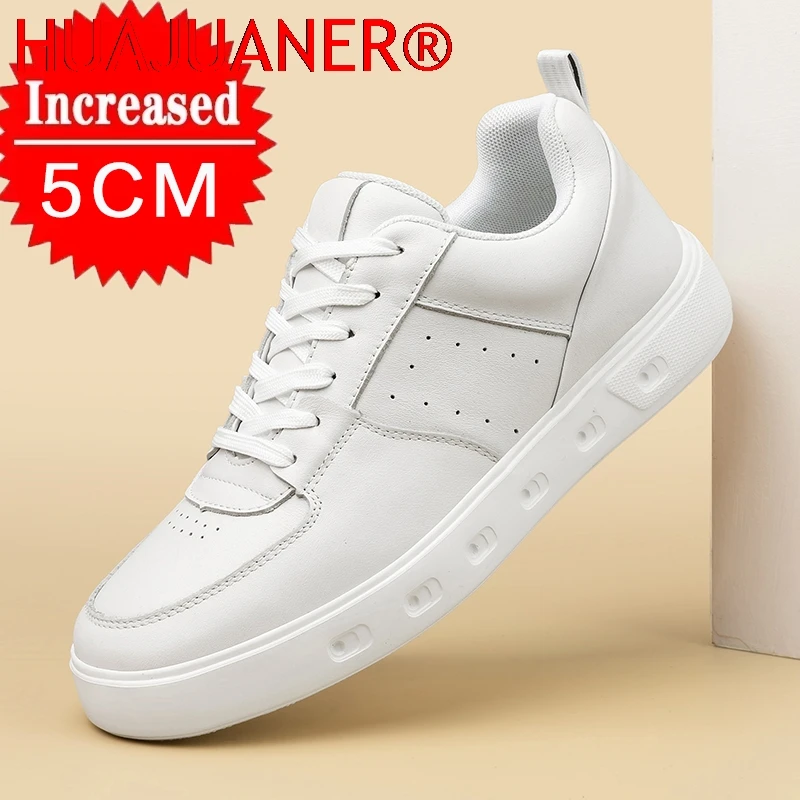 

New Men's Shoes Casual Thick Bottom Elevator Sneakers Men Breathable low-top Casual Shoes Non-Slip Walking Shoes White/Black