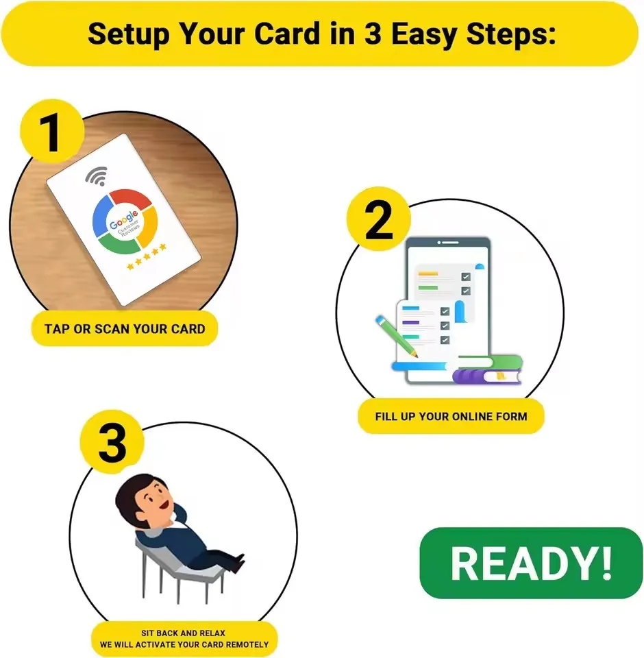 10Pcs RFID Card Front Back AB Side Reusable Review Tap Card Google NFC Card Review Us on Google Tap Card Enhances SEO Saves Time
