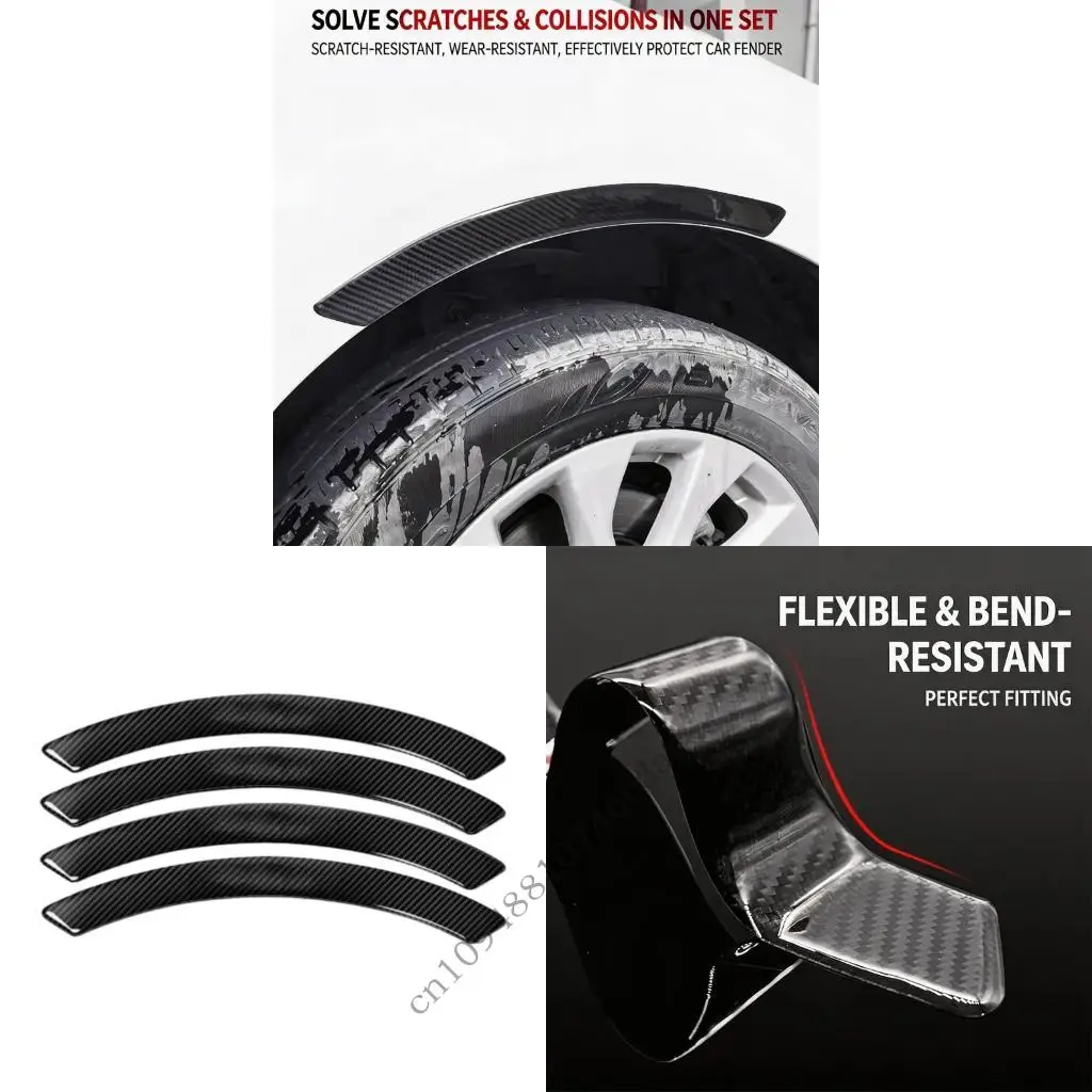 Car Body Line Trim Set Adhesive Carbon Look PVC Pack of 4 for Daily Detail