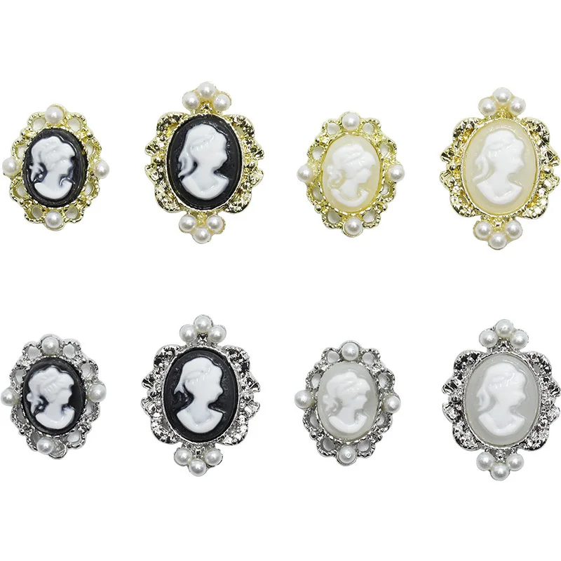 5 pçs barroco vintage beleza cabeça arte do prego decoração jóias acessórios encantos strass pérola metal manicure suprimentos ferramenta