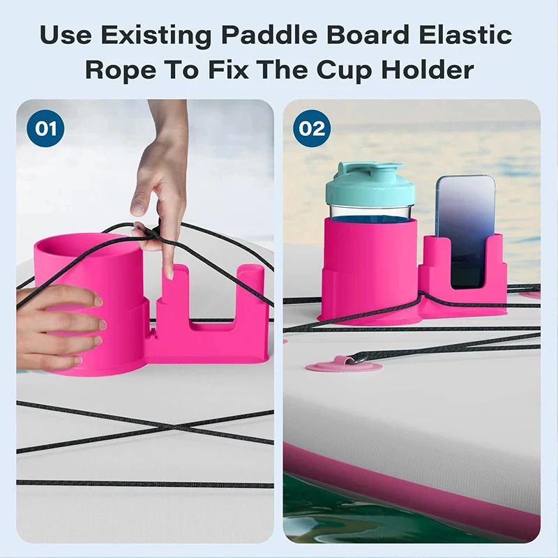 2-in-1 SUP-Becherhalter und Handyhalterung, universelle Paddelboard-Wasserflaschen- und Handyhalterung für aufblasbare SUP-Boards und Kajaks – Detail 7