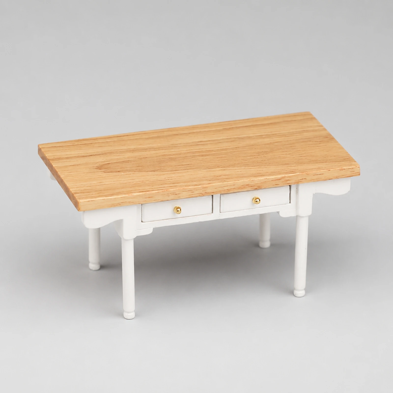 Wooden Dollhouse Writing Desk Compact Wooden Dollhouse Desk Birch Wood Miniature Table Realistic Decorative