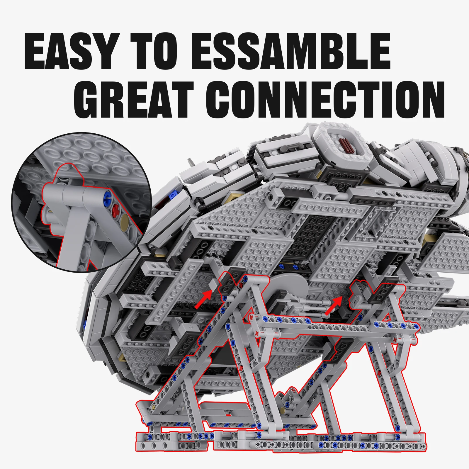 BuildMOC The Display Stand Building Bricks Kit for 75389&75257 Model,Space Ship Stand Toys Movie Fans Gifts (216 PCS)