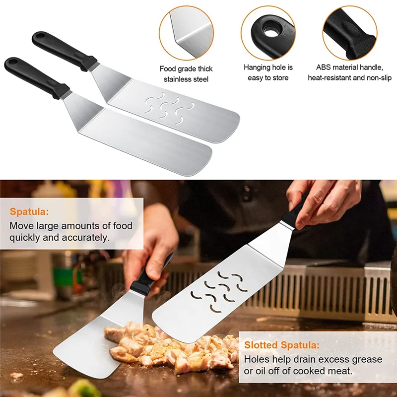 Blackstone Griddle Accessories Kit,Flat Top Grill Accessories Set for Blackstone and Camp Chef with Spatula & Carry Bag