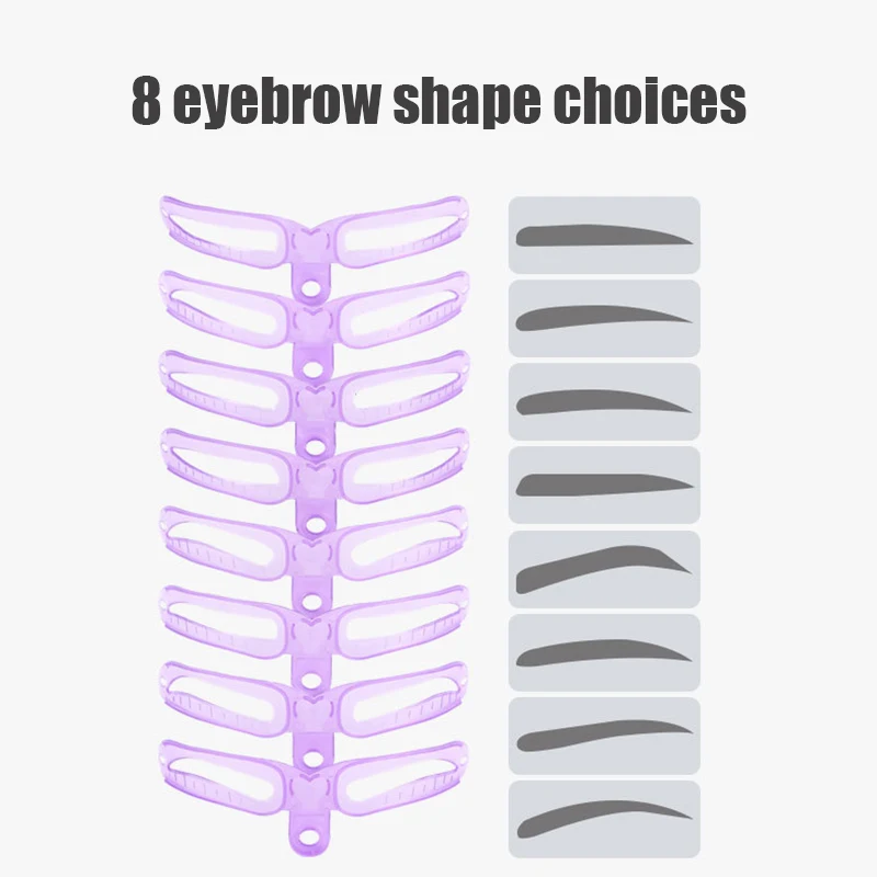 8 w 1. Szablon do brwi wielokrotnego użytku. Szablon do brwi. Zestaw kształtów brwi. Narzędzia i akcesoria do makijażu oczu.
