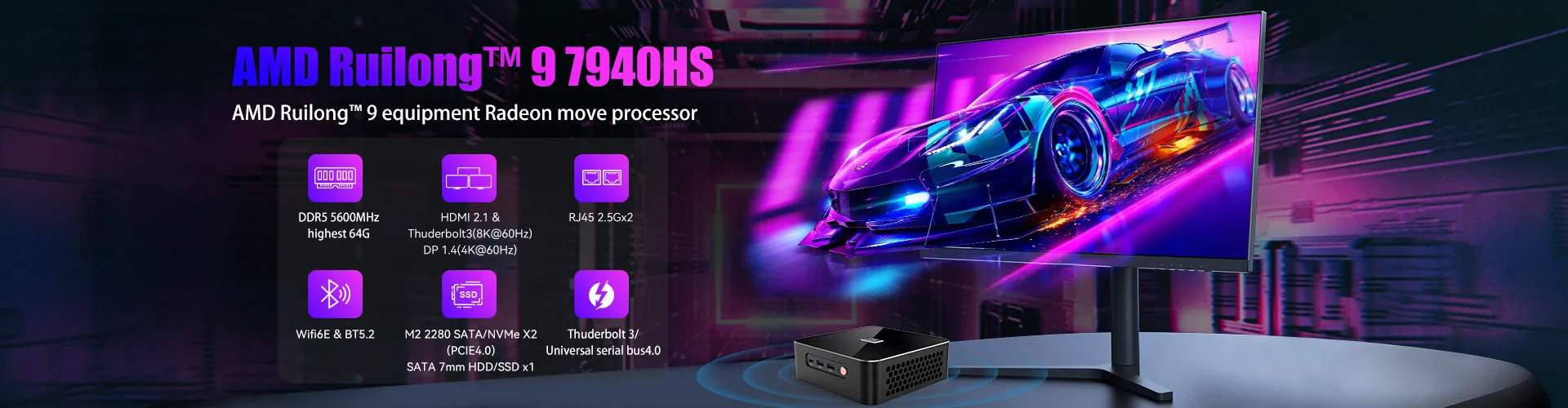 MOREFINE Mini PC AMD Ryzen R9-7940HS R7-7640HS R5-6600H WIN11PRO Desktop Computer DDR5 16GB RAM 1T SSD WiFi6 BT5.2 Laptop Gamer
