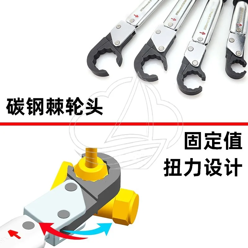 High Precision Ratchet Torque Wrench, Open End Design, Repair Tool for Spark Plug & Air Conditioner