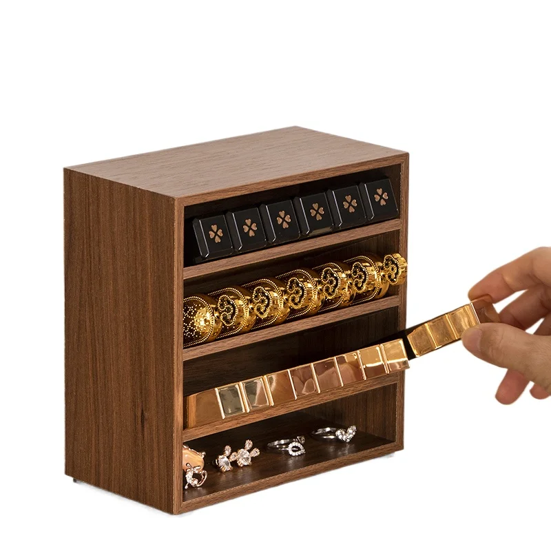 

~Walnut lipstick storage box large wooden cosmetic rack