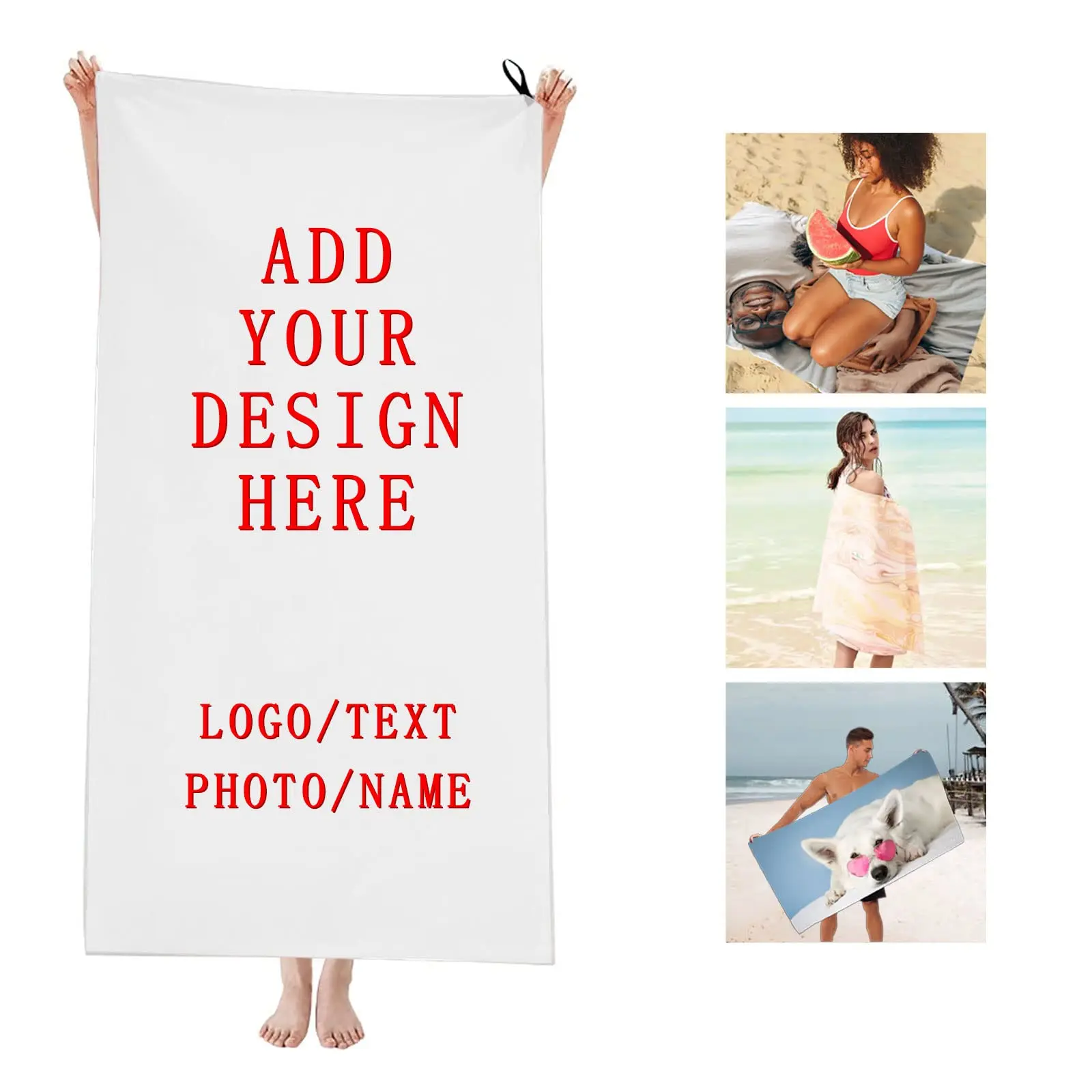 Custom Beach Towels with Your Photo Text Logo Face Towel for Adults Kids Microfiber Bath Towel & Pool Towel Custom Photo Gifts