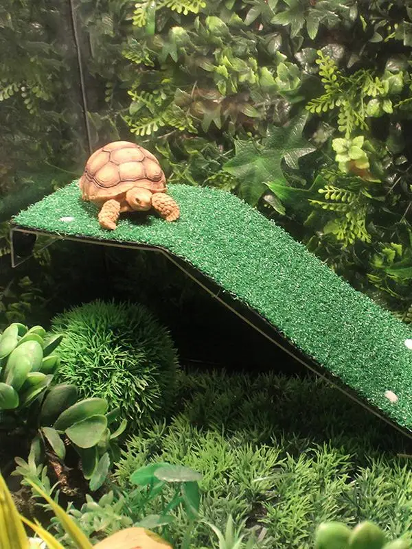 

Turtle Basking Platform Simulation Grass Ramp Tortoise Resting Terrace Reptile Lawn Climbing Ladder Aquatic Turtle Tank Accessor