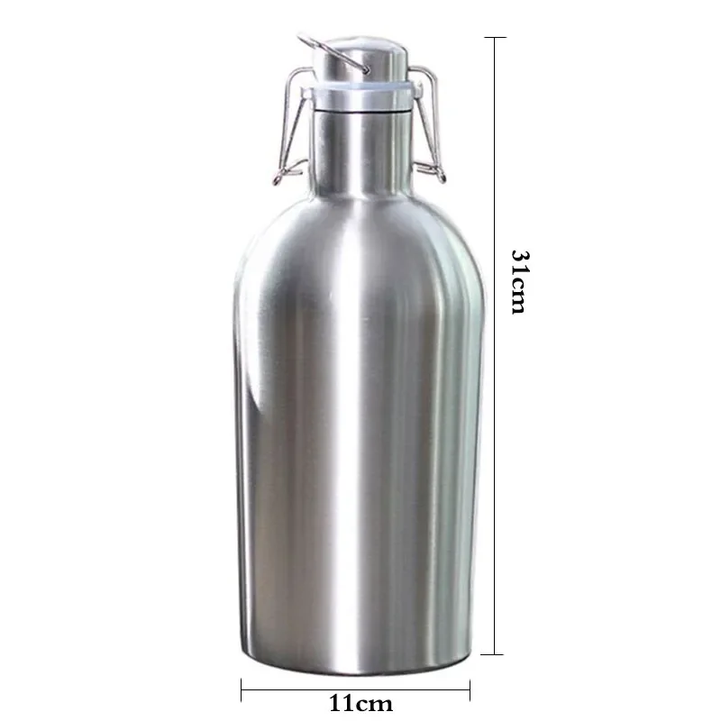 Premium 2L Stainless Steel Bottle Homebrew Beer Growler Secure Swing Top Big Capacity Beer Bottle For Outdoor growler cerveja 6