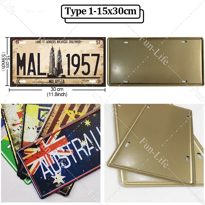 Country Vintage Metal Sign Tin Plate Flag Signs License Plate Home Decor Wall Malaysia/Philippine/Singapore/Thailand Poster