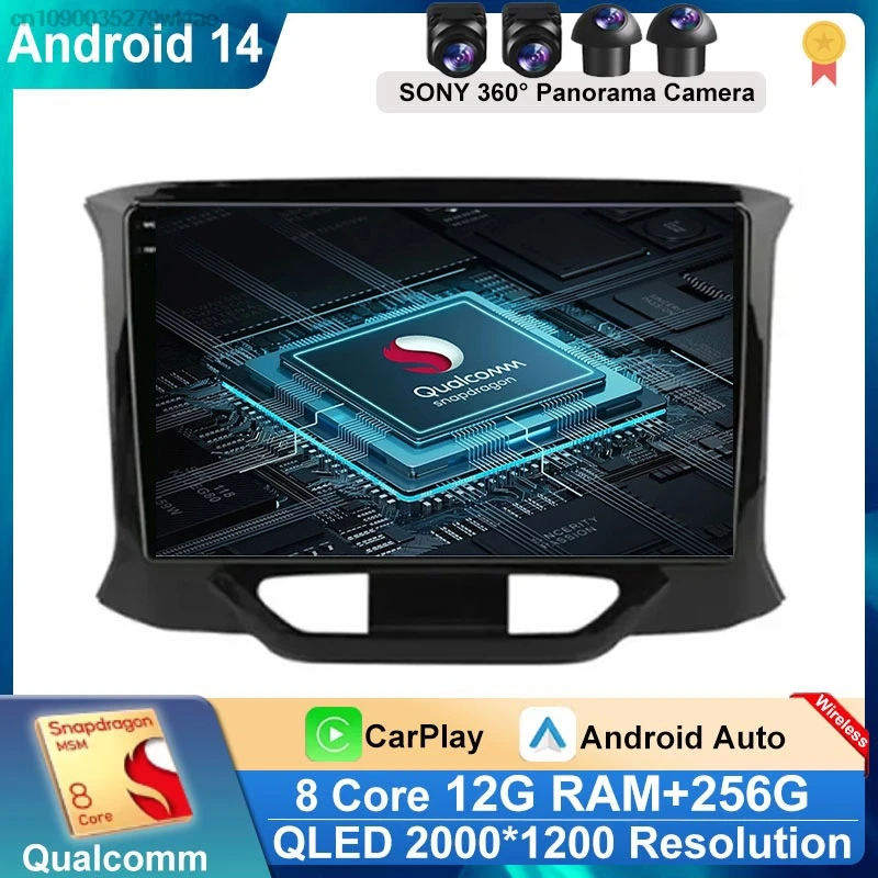 2 Din Carplay Android 14 Car Stereo Radio Multimedia Video Player For LADA X Ray Xray 2015 - 2019 Navigation GPS Head Unit