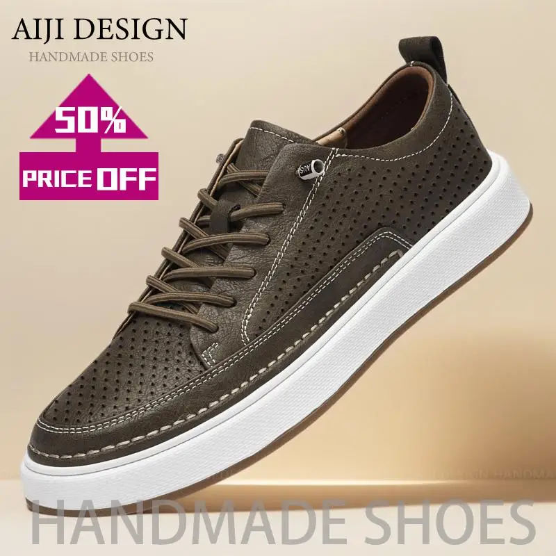 

Men's Genuine Leather Shoes Comfortable Casual Oxford Original Brand Luxury Sneakers Summer Shoes for man Platform