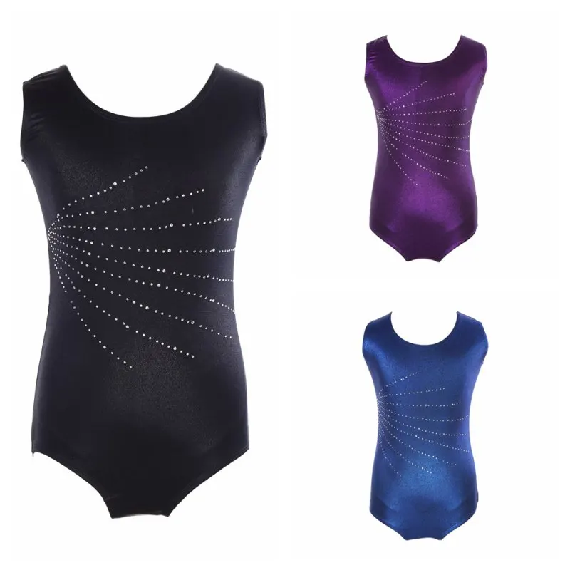 소녀의 블랙 그라디언트 컬러 발레 레오타드 민소매 탄성 슬림 댄스웨어 체조 운동 복장 어린이 5-14 년
