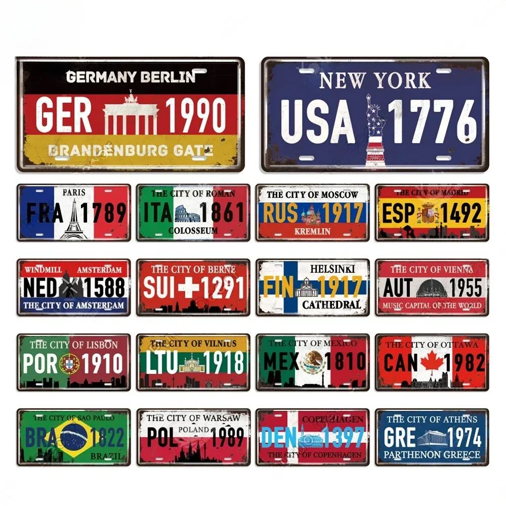 Land Metall Zeichen Dekore Lizenzen Platte Plakette Metall Vintage Zinn Zeichen Dekore für Mann