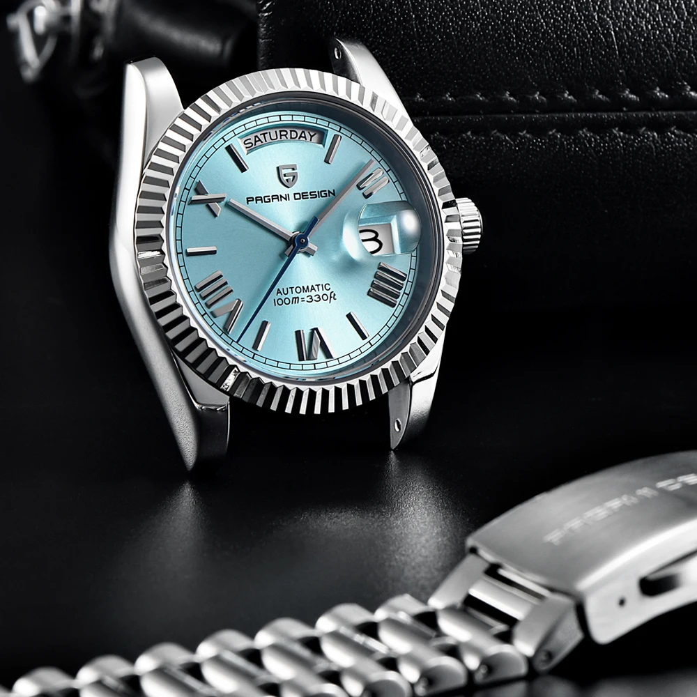 PAGANI DESIGN 2024 Herrenuhr, luxuriöse mechanische Uhren, Herren-Saphirglas, 100 m wasserdicht, Edelstahl, Tageskalenderuhr