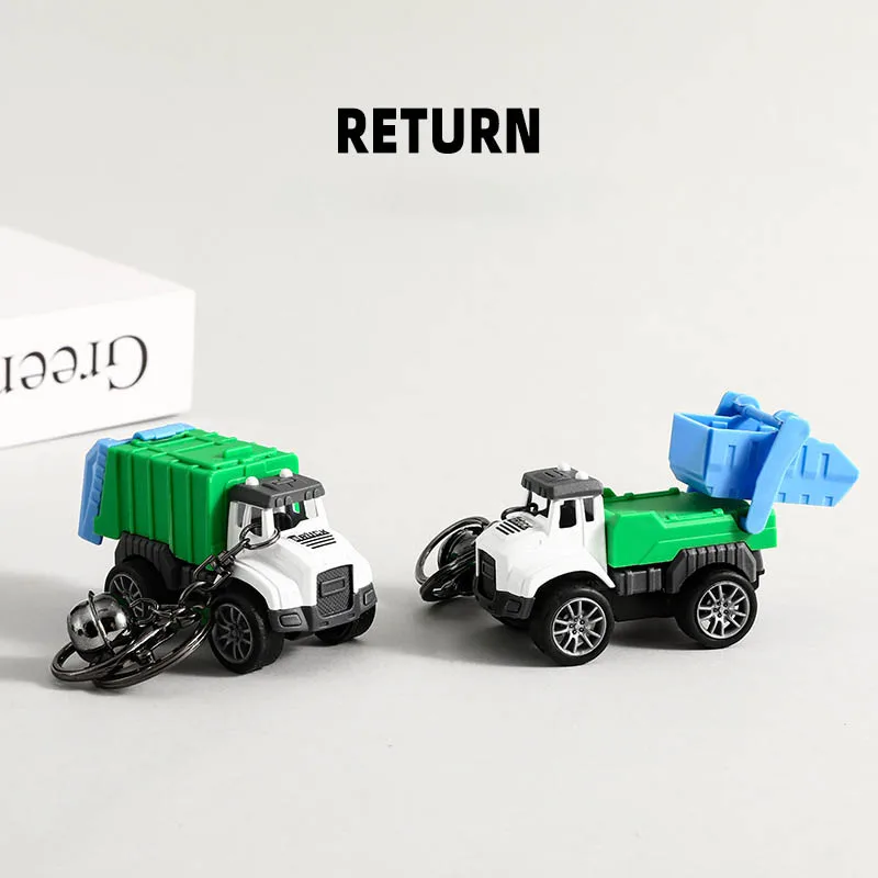 Simulation ville assainissement voiture jouet modèle porte-clés garçon cartable pendentif voiture clé charme Mini arroseur transporteur retirer voiture