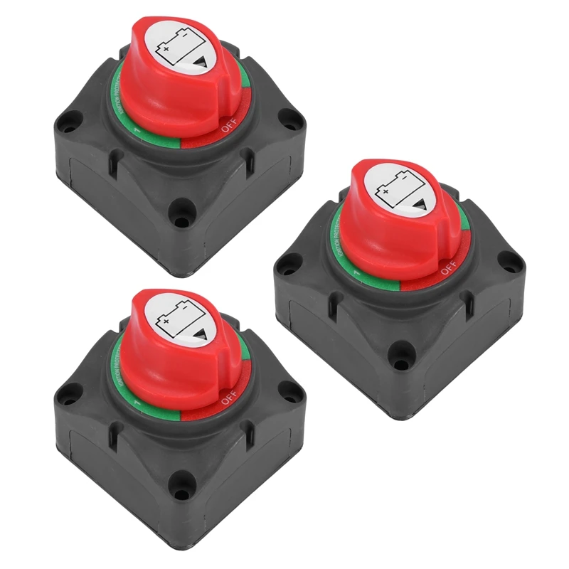 3X 3 Position Disconnect Isolator Master Switch, 12-60V Battery Power Cut Off Kill Switch, Fit For Car/RV/Boat/Marine