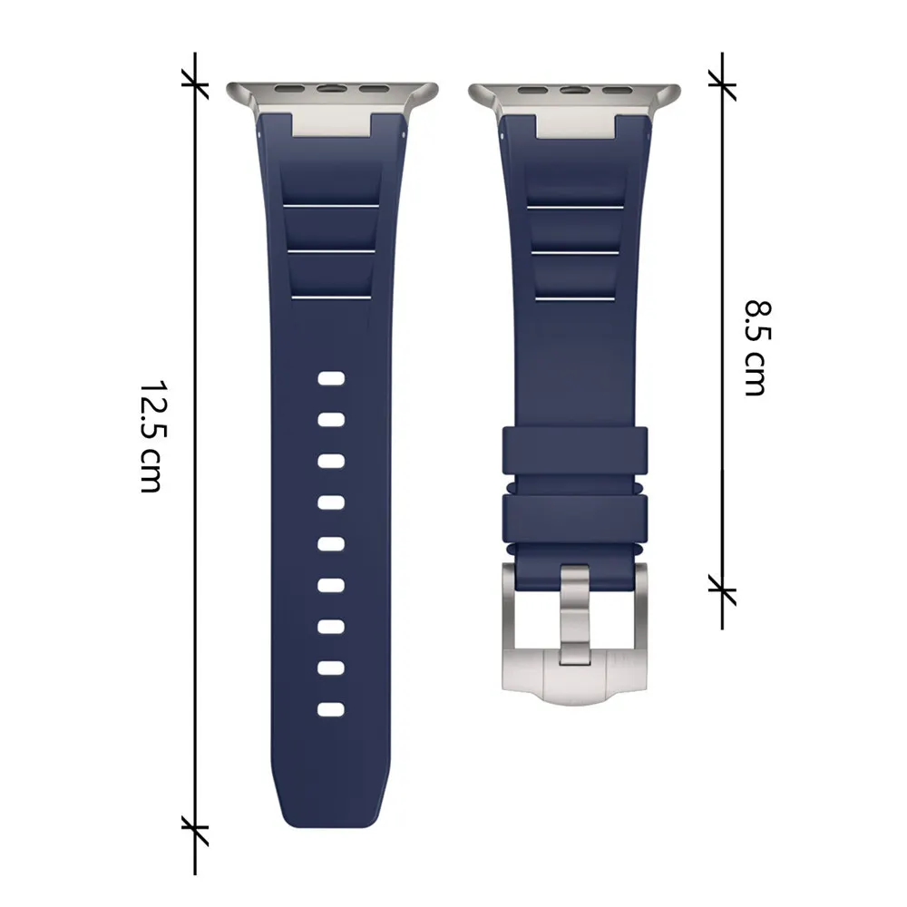 Correa de silicona líquida AP de lujo para Apple Watch Ultra Series 9, 8, 7, 6, 5, 4 SE, correa de hebilla de mariposa de acero inoxidable