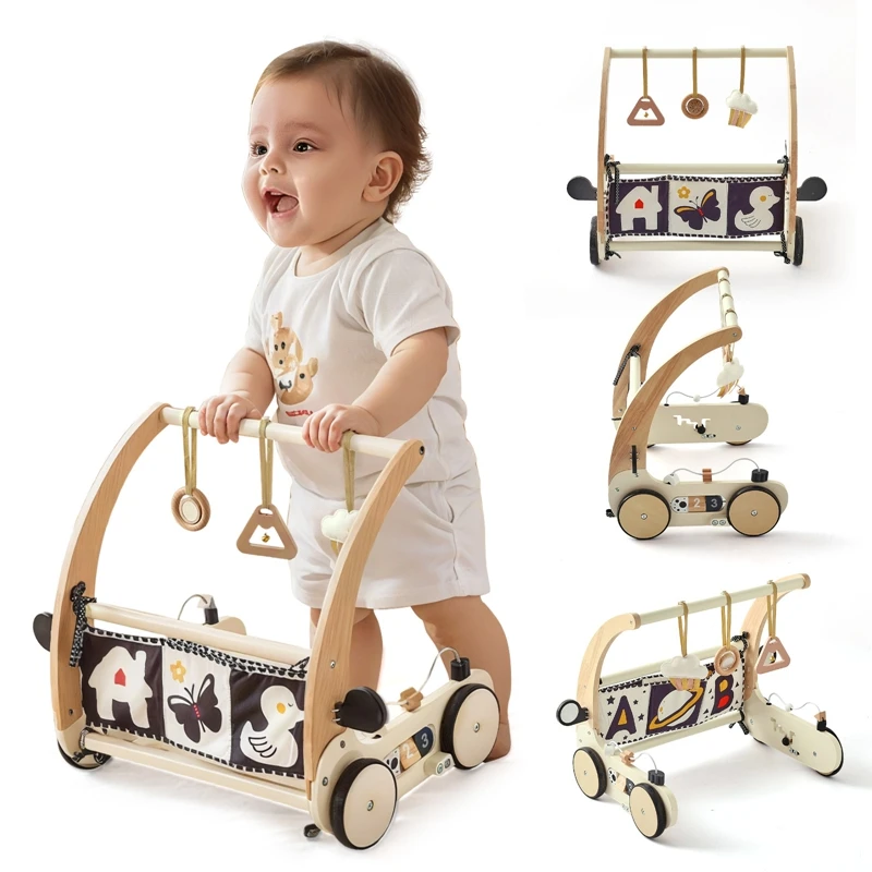 

1set Baby Wooden Rattle Toys Play Gym Mobile Hanging Sensory Toys Baby Learning To Walk Toys 0-12 Months Baby Educational Toys