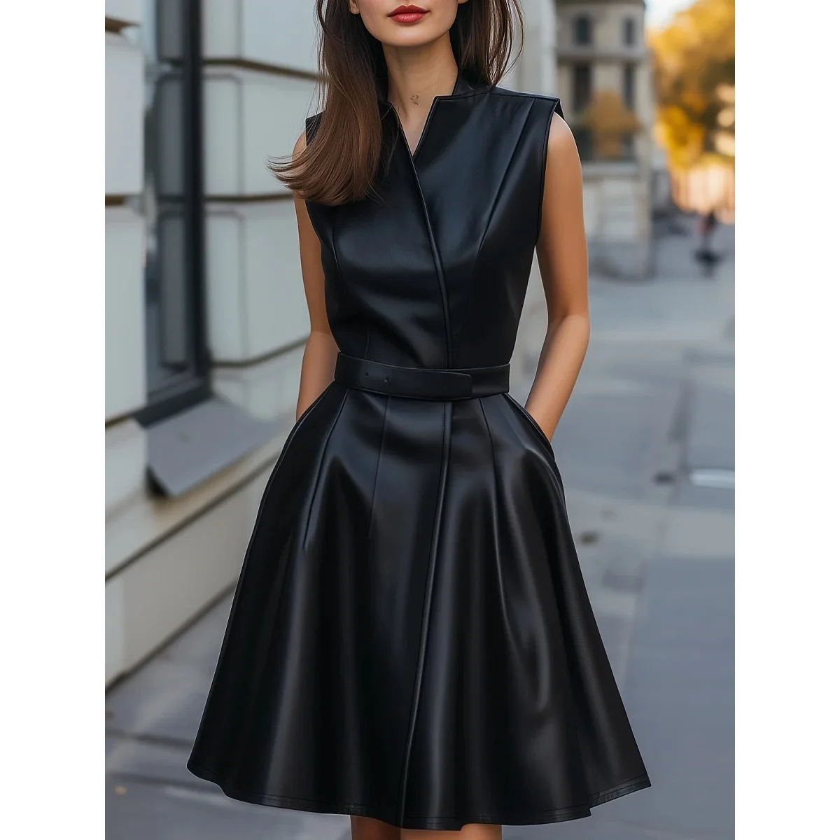 

Fashionable Sleeveless Waist-Cinched Dress Elegant Style New Arrival 2026 Women's Cross-Border Clothing Quality Assurance