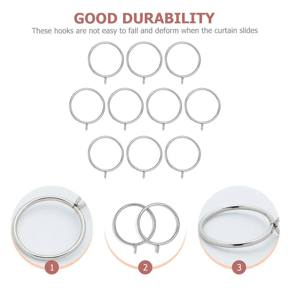 10Pcs Rust Resistant Stainless Steel Curtain Rings Heavy Load Bearing Hanging Circles for Bathroom Shower Bedroom Roman Rod Use