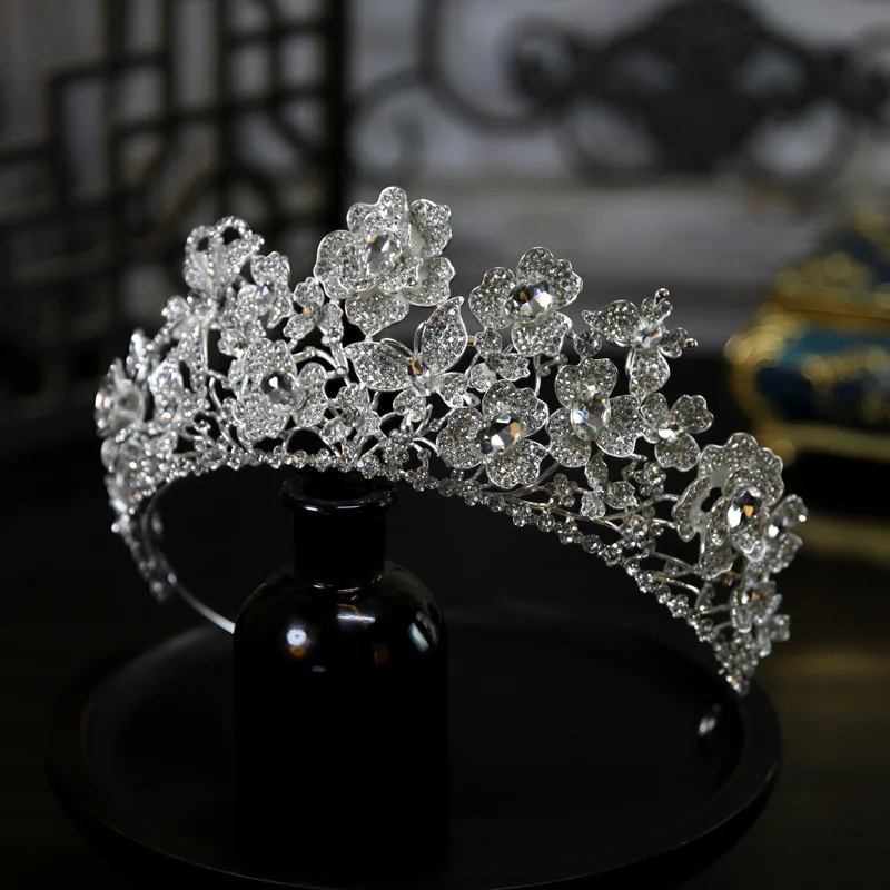 Wedding Hair Tiara Crystal Rhinestone Luxury Fashion Bridal Crown Flower Diadem Headband Hair Accessories Headdress Head Jewelry