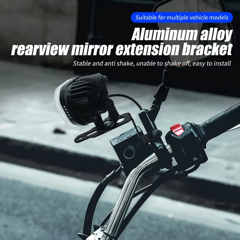 Motorcycle Z Shaped Headlight Bracket Front Rearview Mirror Extension Holder Suitable For External LED Light Installation