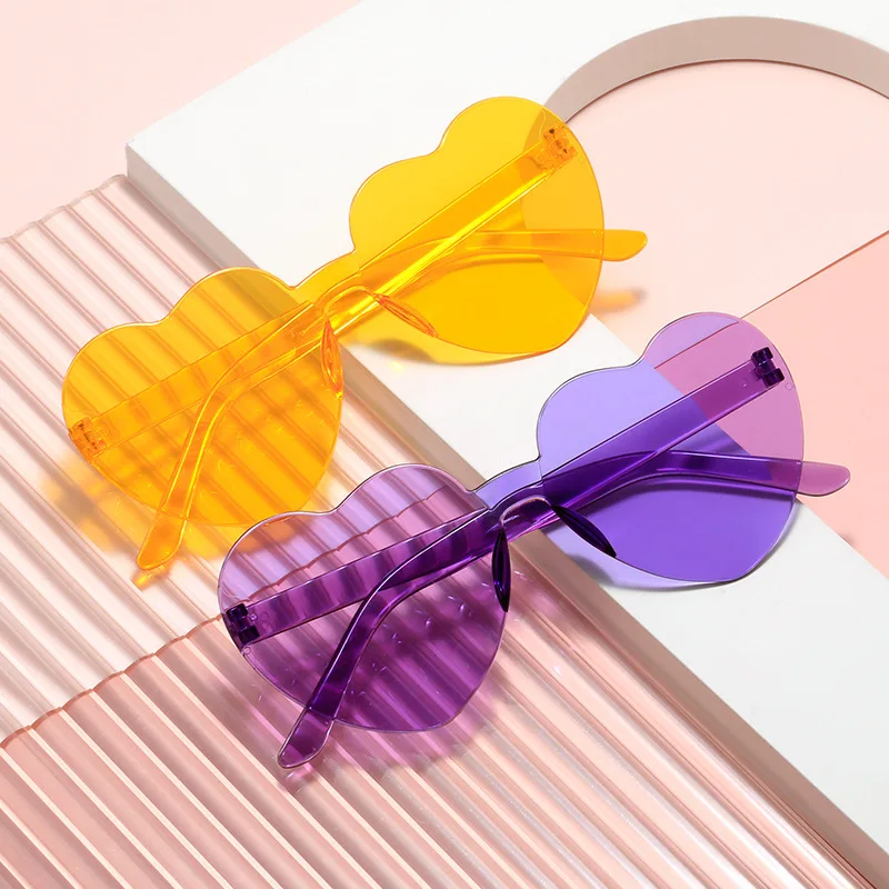 5 sztuk galaretki brzoskwiniowe okulary przeciwsłoneczne w kształcie serca kobiece zdjęcie uliczne Trendsetter okulary miłosne zdjęcie śliczne śmieszne okulary przeciwsłoneczne — zdjęcie 4