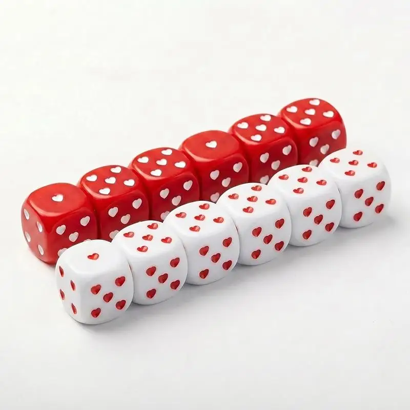 New 1/2/4Pcs Heart Shaped Acrylic Dice Round Corner Gaming Dice For Bar Party Family Board Game Accessories