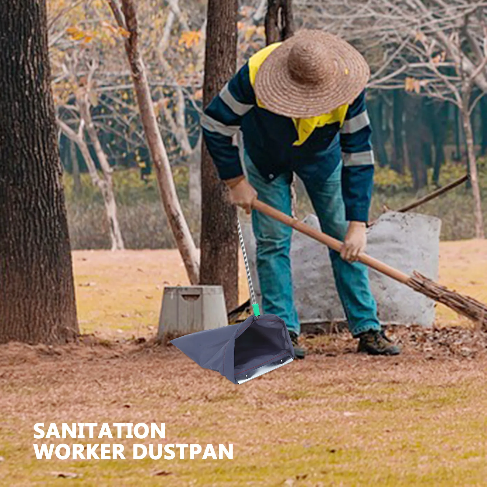 

Outdoor Windproof Dustpan Heavy Duty Leaf Containers Large Yard Bags Stand Up Handle Trash Grabber Collector Dark Grey