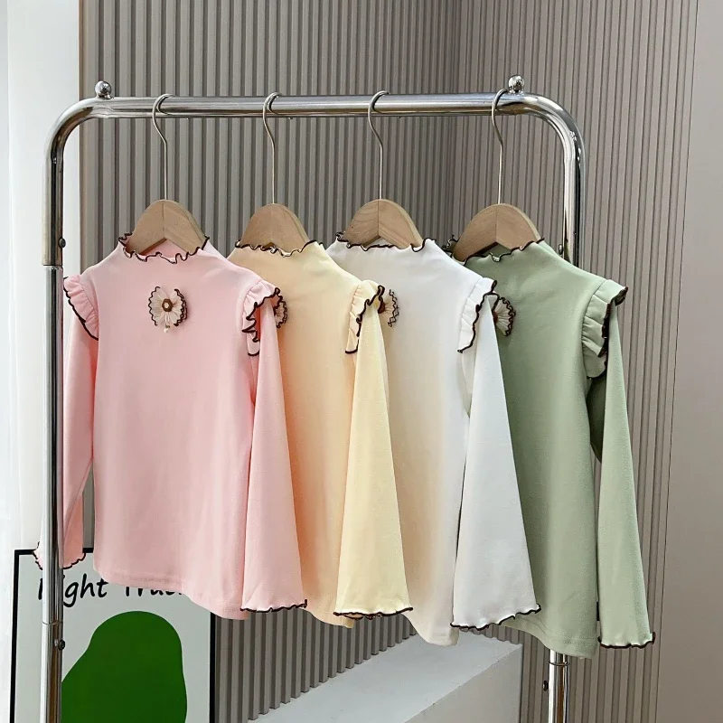 

Baby Girls Long-sleeve T-Shirt Kids Bowknot Top Tees Toddler Bottoming Pullover 2025 Spring Autumn Children's Clothing
