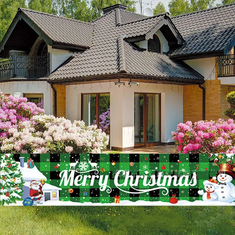 

Christmas Outdoor Party Banner Wall Hanging Decoration Christmas Yard Gardern Flag Background New Year Holiday Party Supplies
