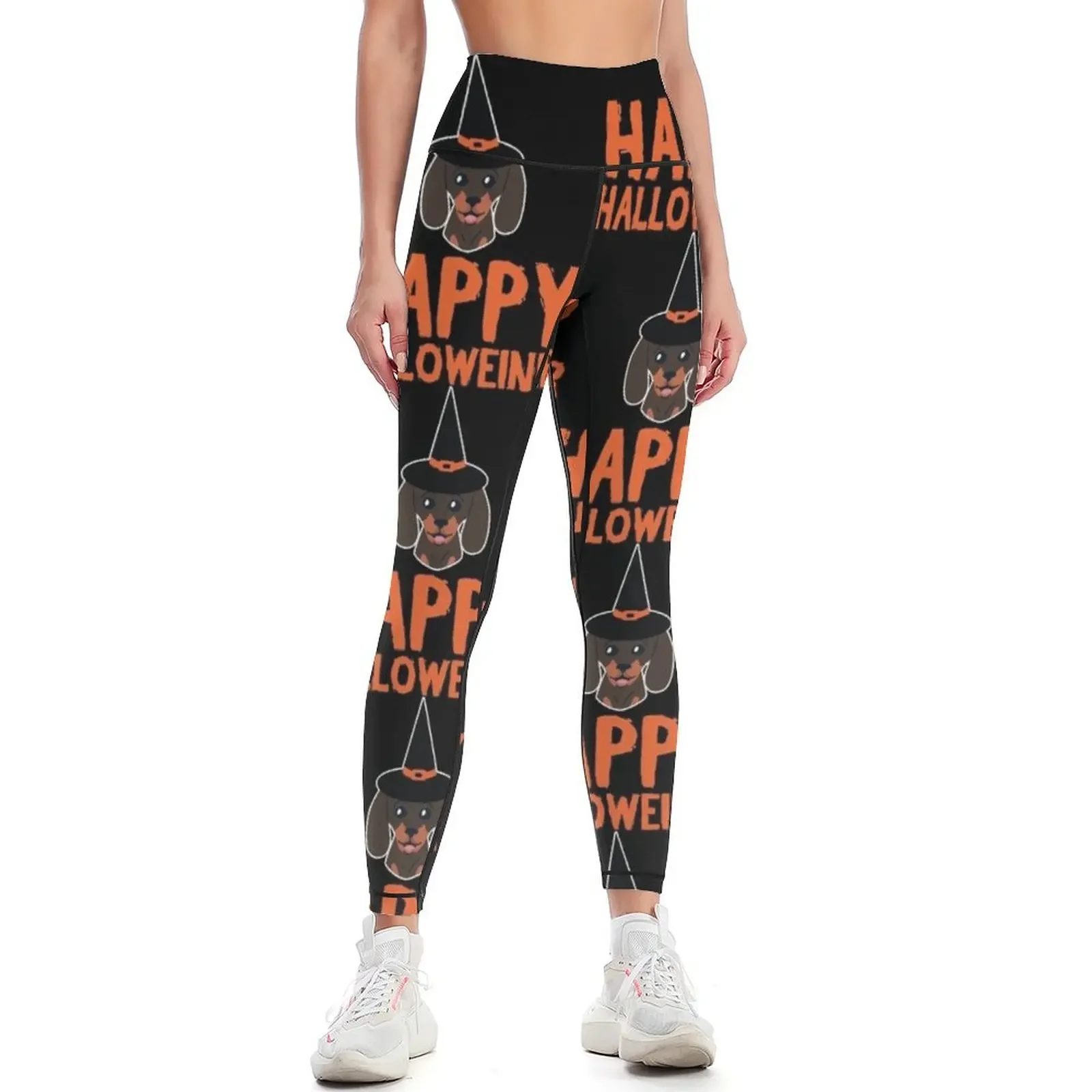 

Happy Halloweiner Dachshund Pet Dog Halloween Gift Leggings Women's sports pants Fitness woman Leginsy push up Womens Leggings