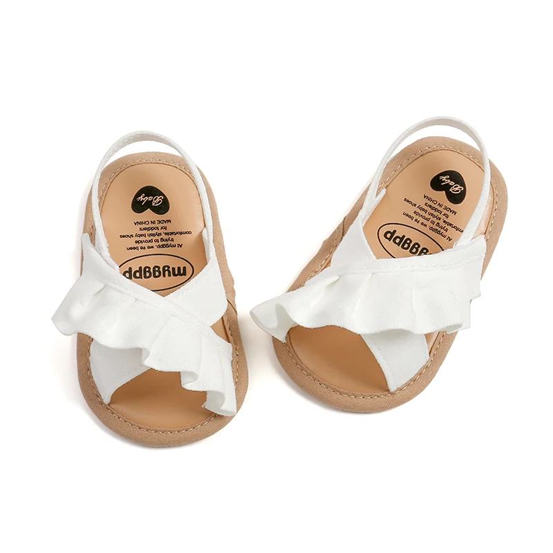 

Baby Girl Summer Sandals, Cute Ruffle Flats Non-Slip Soft Sole Infant First Walkers