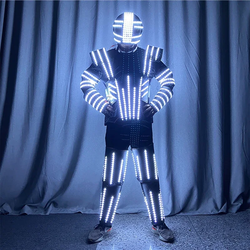 LED روبوت الرجال مضيئة دعوى DJ بار جو الدعائم زي برنامج مرحلة أزياء مسرحية انفجار وامض الملابس