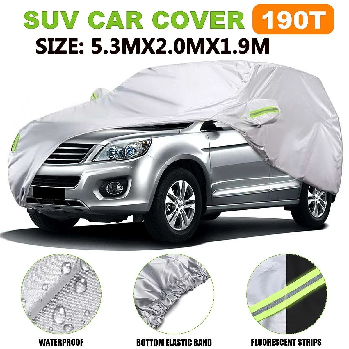 

Universal SUV Full Car Covers Indoor Outdoor Windproof Anti Dust Sun Rain Snow Protection UV Car Silver Case Cover M/L/XL/XXL