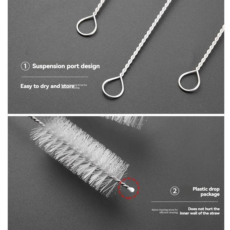 Multi-Specification Straw Brush Set, Nylon Fine Pipe Cleaning Brush, Small Brush for Cleaning Gaps in Baby Bottles, Straws, and Cups