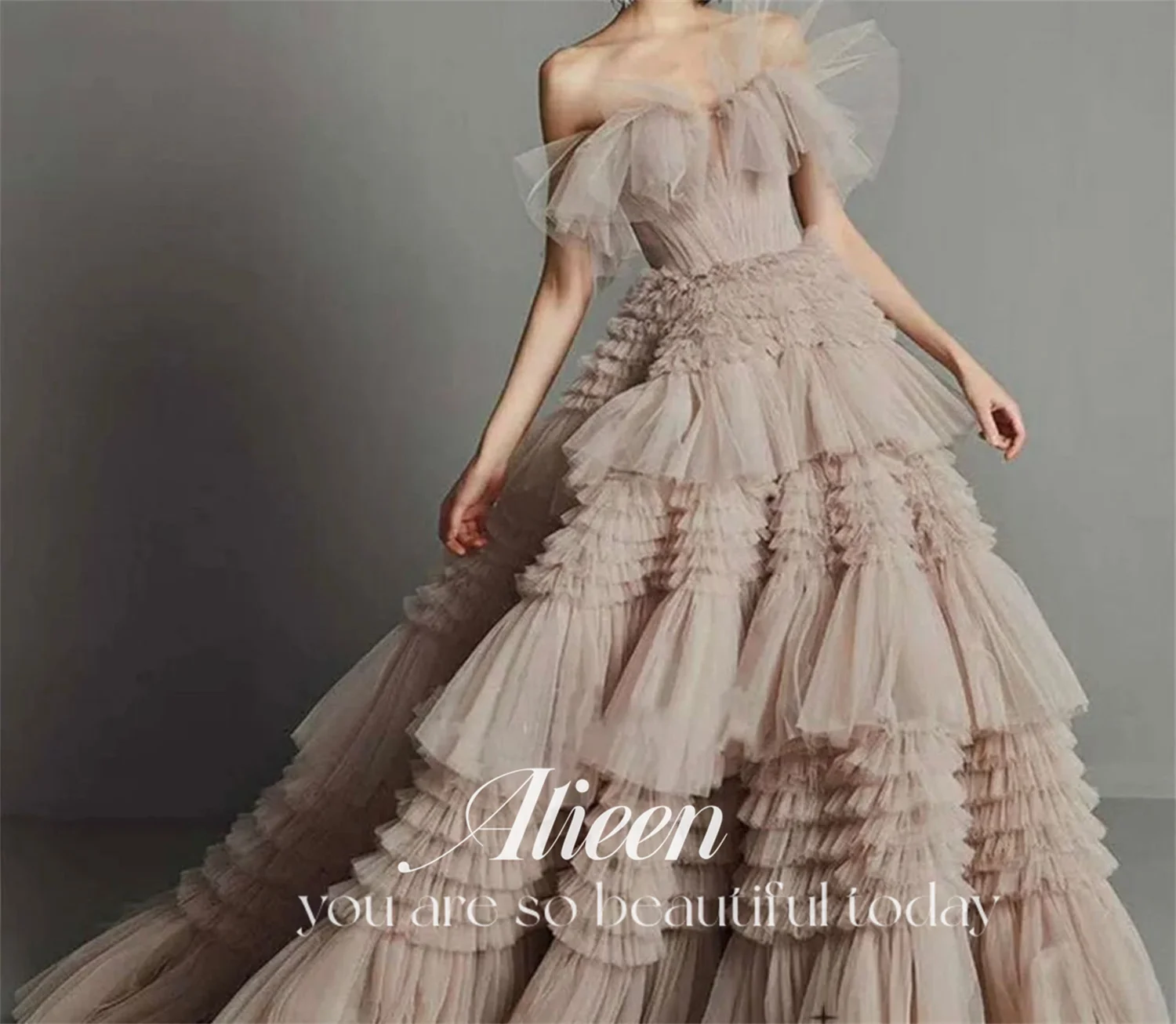 Champagner-Luxus-Abendkleider 2024, langes Kleid, mehrschichtig, für den Abschlussball, maßgeschneidert, für Damen, Party, Damen, elegantes Gast-Hochzeitskleid – Detail 4