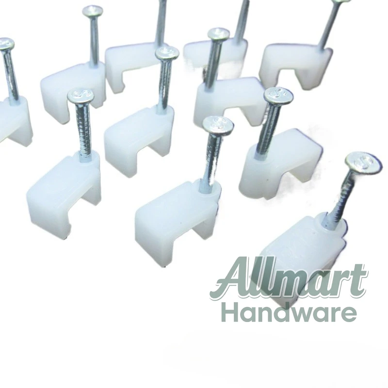 

Профессиональный настенный крепеж для проводов, клипса-гвоздик для кабеля, белая стальная квадратная клипса для проводов и кабелей