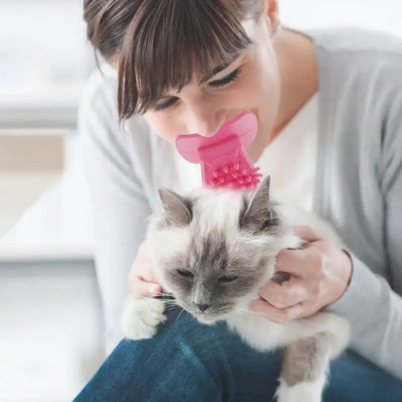 Pet Cat Massage Brush Tongue Shaped Silicone Soft Pet Hair Remover Brush Licking Cat Kitten Massage Brush Cat Grooming Tool